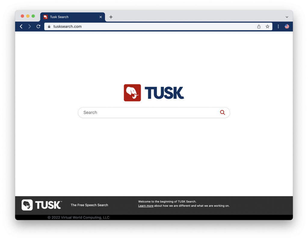 TUSK Search Engine homepage