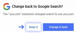 Change back to Google Search window popup. 